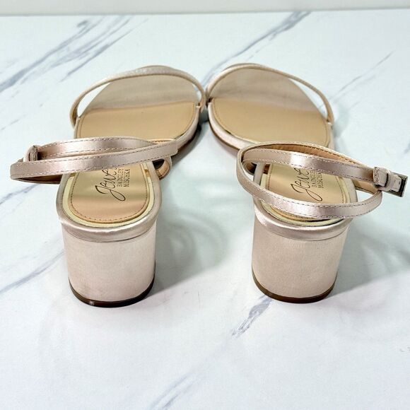 Badgley Mischka Y2K 90s Vibe Rose Satin Formal Bridal Cuban Heel Sandals Size 8 - Picture 5 of 11